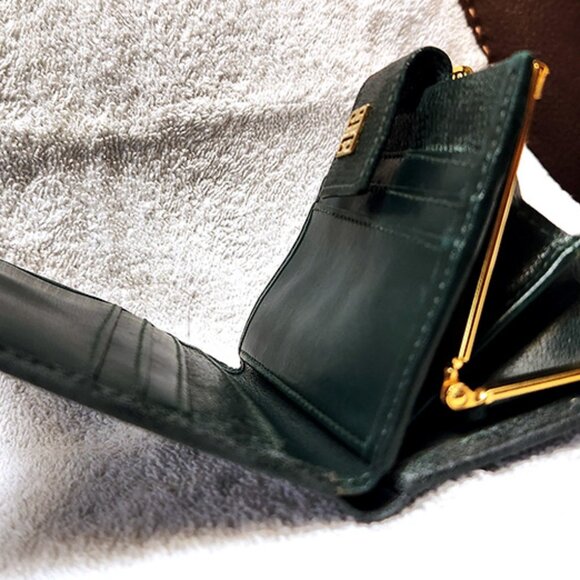 Givenchy Bifold Wallet with Kisslock Dark Green Leather - Picture 5 of 11